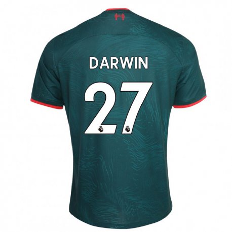 Kandiny Kinder Darwin Nunez #27 Dunkelgrün Ausweichtrikot Trikot 2022/23 T-shirt