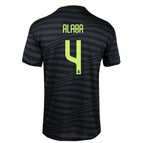 Kandiny Kinder David Alaba #4 Schwarz Dunkelgrau Ausweichtrikot Trikot 2022/23 T-shirt