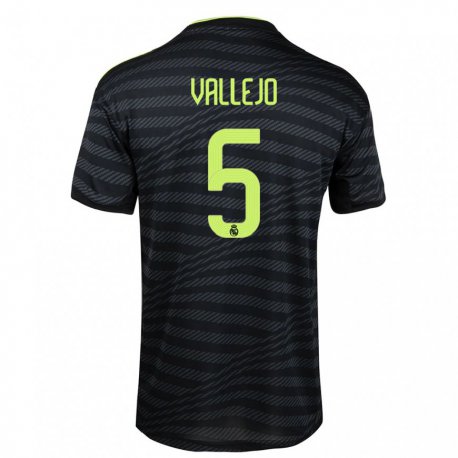 Kandiny Kinder Jesus Vallejo #5 Schwarz Dunkelgrau Ausweichtrikot Trikot 2022/23 T-shirt