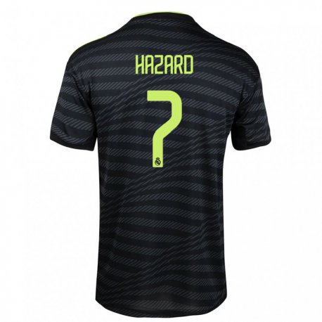 Kandiny Kinder Eden Hazard #7 Schwarz Dunkelgrau Ausweichtrikot Trikot 2022/23 T-shirt