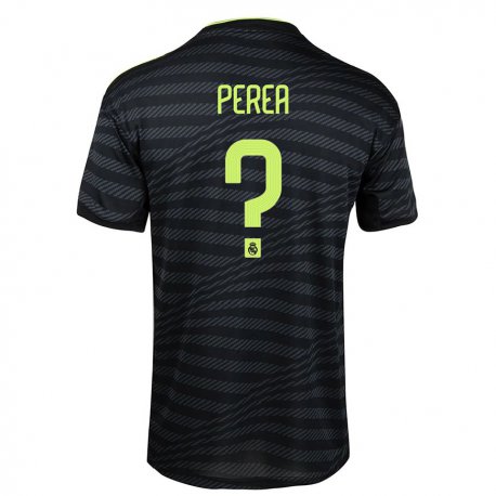 Kandiny Kinder Cristian Perea #0 Schwarz Dunkelgrau Ausweichtrikot Trikot 2022/23 T-shirt