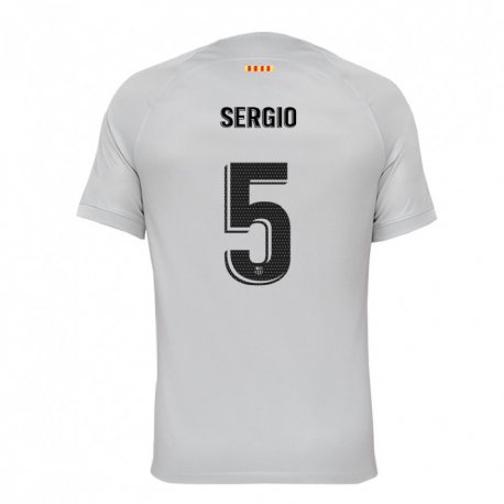 Kandiny Kinder Sergio Busquets #5 Grau Rot Blau Ausweichtrikot Trikot 2022/23 T-shirt