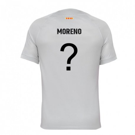 Kandiny Kinder Xavi Moreno #0 Grau Rot Blau Ausweichtrikot Trikot 2022/23 T-shirt
