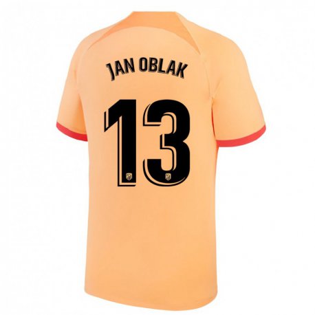 Kandiny Kinder Jan Oblak #13 Hellorange Ausweichtrikot Trikot 2022/23 T-shirt
