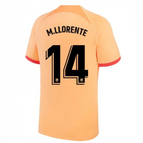Kandiny Kinder Marcos Llorente #14 Hellorange Ausweichtrikot Trikot 2022/23 T-shirt