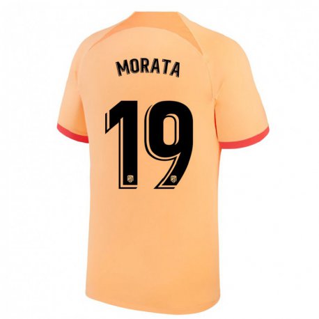 Kandiny Kinder Alvaro Morata #19 Hellorange Ausweichtrikot Trikot 2022/23 T-shirt