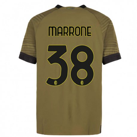 Kandiny Kinder Federico Marrone #38 Dunkelgrün Schwarz Ausweichtrikot Trikot 2022/23 T-shirt