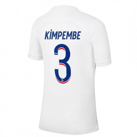 Kandiny Kinder Presnel Kimpembe #3 Weiß Blau Ausweichtrikot Trikot 2022/23 T-shirt