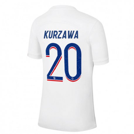 Kandiny Kinder Layvin Kurzawa #20 Weiß Blau Ausweichtrikot Trikot 2022/23 T-shirt