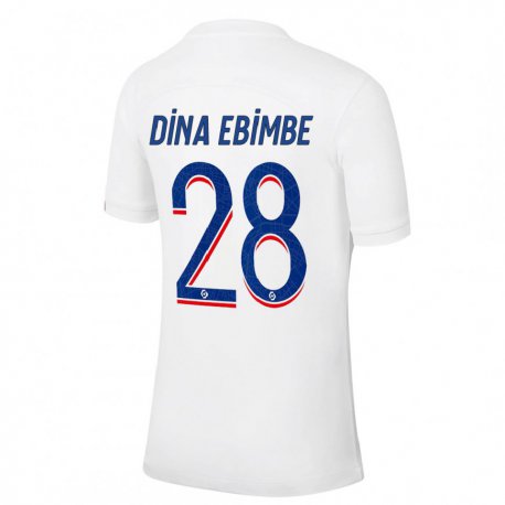 Kandiny Kinder Eric Junior Dina Ebimbe #28 Weiß Blau Ausweichtrikot Trikot 2022/23 T-shirt