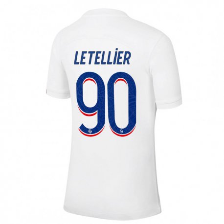 Kandiny Kinder Alexandre Letellier #90 Weiß Blau Ausweichtrikot Trikot 2022/23 T-shirt