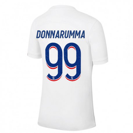 Kandiny Kinder Gianluigi Donnarumma #99 Weiß Blau Ausweichtrikot Trikot 2022/23 T-shirt