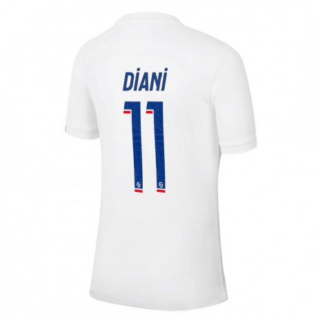 Kandiny Kinder Kadidiatou Diani #11 Weiß Blau Ausweichtrikot Trikot 2022/23 T-shirt