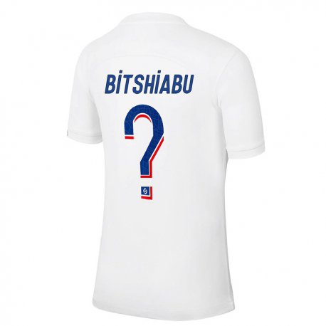 Kandiny Kinder El Chadaille Bitshiabu #0 Weiß Blau Ausweichtrikot Trikot 2022/23 T-shirt