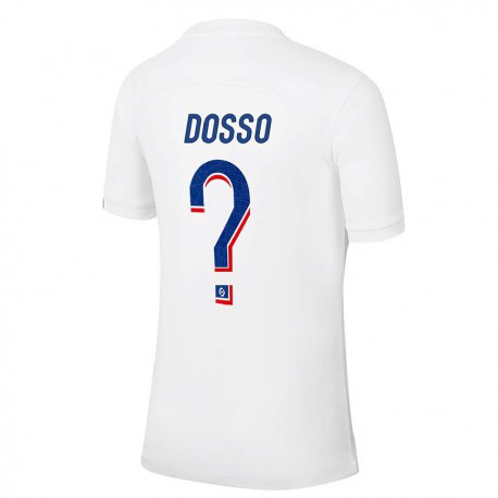 Kandiny Kinder Aboubaka Dosso #0 Weiß Blau Ausweichtrikot Trikot 2022/23 T-shirt