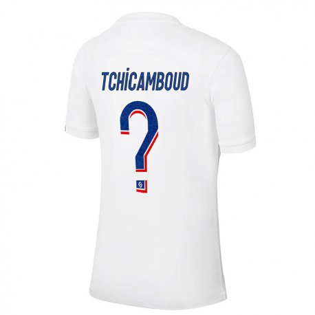 Kandiny Kinder Queyrell Tchicamboud #0 Weiß Blau Ausweichtrikot Trikot 2022/23 T-shirt
