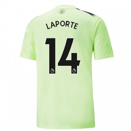 Kandiny Kinder Aymeric Laporte #14 Grün Dunkelgrau Ausweichtrikot Trikot 2022/23 T-shirt