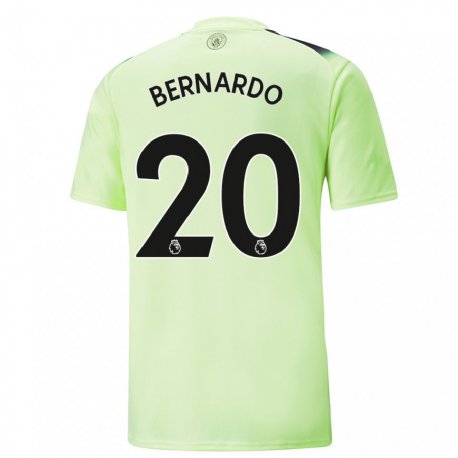 Kandiny Kinder Bernardo Silva #20 Grün Dunkelgrau Ausweichtrikot Trikot 2022/23 T-shirt