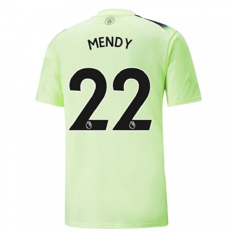 Kandiny Kinder Benjamin Mendy #22 Grün Dunkelgrau Ausweichtrikot Trikot 2022/23 T-shirt
