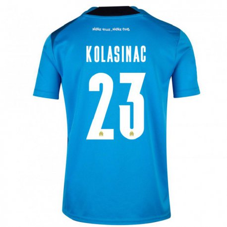 Kandiny Kinder Sead Kolasinac #23 Dunkelblau Weiß Ausweichtrikot Trikot 2022/23 T-shirt