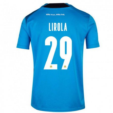 Kandiny Kinder Pol Lirola #29 Dunkelblau Weiß Ausweichtrikot Trikot 2022/23 T-shirt