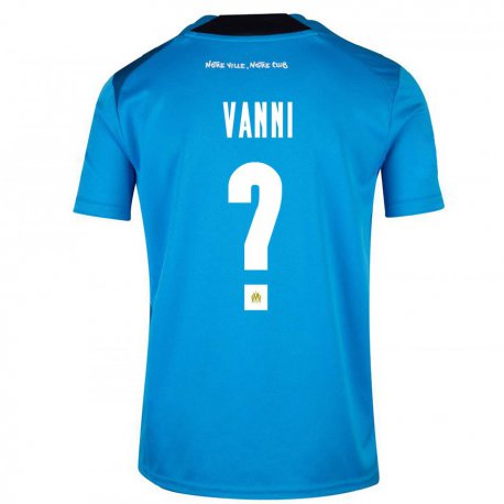 Kandiny Kinder Fabio Vanni #0 Dunkelblau Weiß Ausweichtrikot Trikot 2022/23 T-shirt