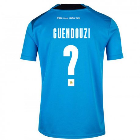 Kandiny Kinder Milan Guendouzi #0 Dunkelblau Weiß Ausweichtrikot Trikot 2022/23 T-shirt
