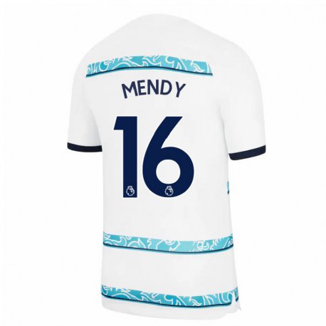 Kandiny Herren Edouard Mendy #16 Weiß Hellblau Ausweichtrikot Trikot 2022/23 T-shirt