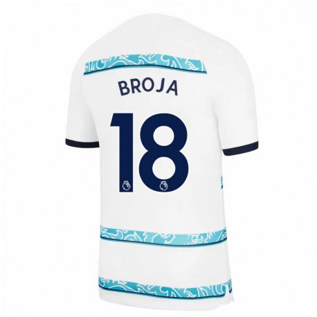 Kandiny Herren Armando Broja #18 Weiß Hellblau Ausweichtrikot Trikot 2022/23 T-shirt