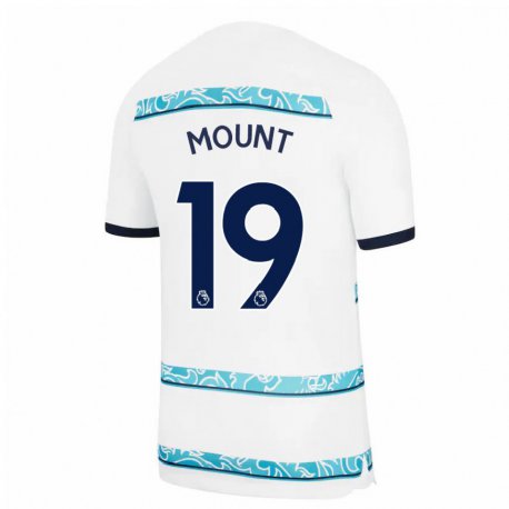 Kandiny Herren Mason Mount #19 Weiß Hellblau Ausweichtrikot Trikot 2022/23 T-shirt