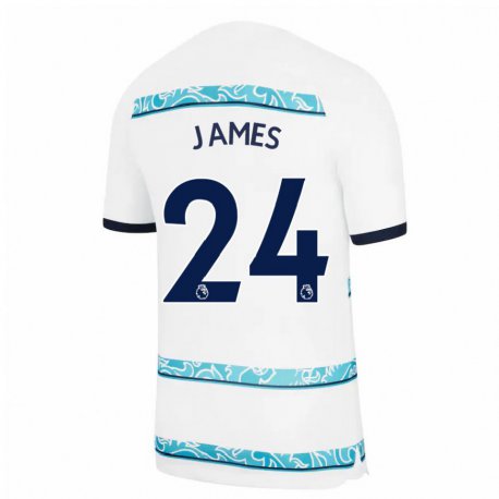Kandiny Herren Reece James #24 Weiß Hellblau Ausweichtrikot Trikot 2022/23 T-shirt