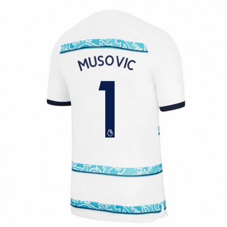 Kandiny Herren Zecira Musovic #1 Weiß Hellblau Ausweichtrikot Trikot 2022/23 T-shirt