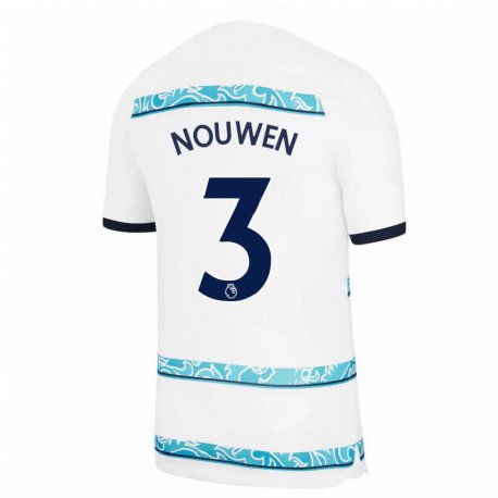 Kandiny Herren Aniek Nouwen #3 Weiß Hellblau Ausweichtrikot Trikot 2022/23 T-shirt