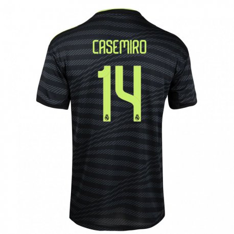 Kandiny Herren Casemiro #14 Schwarz Dunkelgrau Ausweichtrikot Trikot 2022/23 T-shirt