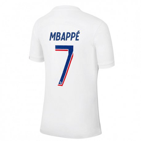 Kandiny Herren Kylian Mbappe #7 Weiß Blau Ausweichtrikot Trikot 2022/23 T-shirt