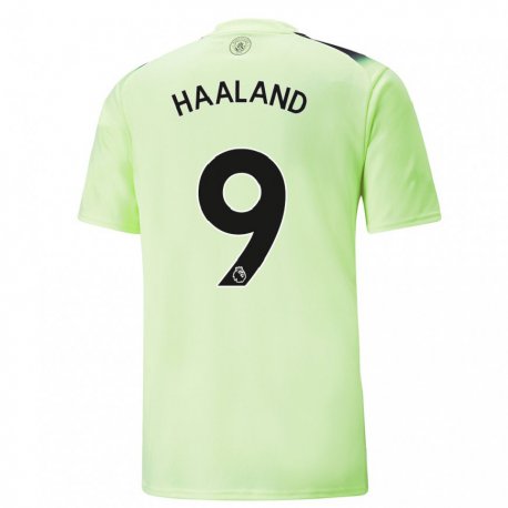 Kandiny Herren Erling Haaland #9 Grün Dunkelgrau Ausweichtrikot Trikot 2022/23 T-shirt