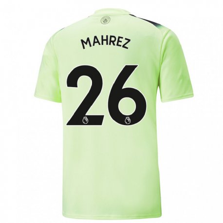 Kandiny Herren Riyad Mahrez #26 Grün Dunkelgrau Ausweichtrikot Trikot 2022/23 T-shirt