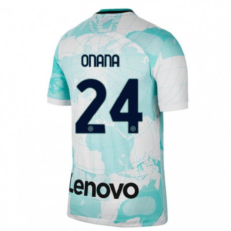 Kandiny Damen Andre Onana #24 Hellgrün Weiß Ausweichtrikot Trikot 2022/23 T-shirt