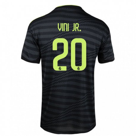 Kandiny Damen Vinicius Junior #20 Schwarz Dunkelgrau Ausweichtrikot Trikot 2022/23 T-shirt
