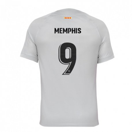 Kandiny Damen Memphis Depay #9 Grau Rot Blau Ausweichtrikot Trikot 2022/23 T-shirt