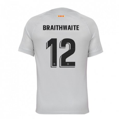 Kandiny Damen Martin Braithwaite #12 Grau Rot Blau Ausweichtrikot Trikot 2022/23 T-shirt