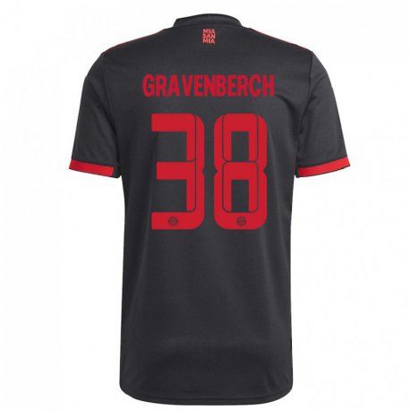 Kandiny Damen Ryan Gravenberch #38 Schwarz Und Rot Ausweichtrikot Trikot 2022/23 T-shirt