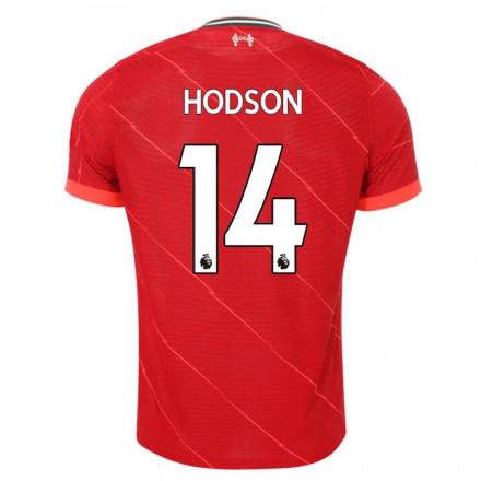 Damen Fußball Ashley Hodson #14 Rot Heimtrikot Trikot 2021/22 T-Shirt