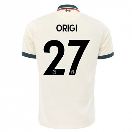 Damen Fußball Divock Origi #27 Beige Auswärtstrikot Trikot 2021/22 T-Shirt