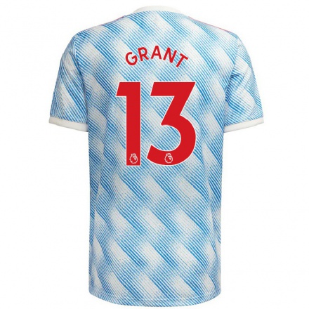 Damen Fußball Lee Grant #13 Blau Weiss Auswärtstrikot Trikot 2021/22 T-Shirt