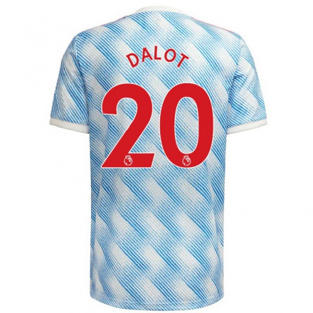Damen Fußball Diogo Dalot #20 Blau Weiss Auswärtstrikot Trikot 2021/22 T-Shirt