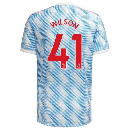 Damen Fußball Emelia Wilson #41 Blau Weiss Auswärtstrikot Trikot 2021/22 T-Shirt