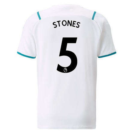 Damen Fußball John Stones #5 Weiß Auswärtstrikot Trikot 2021/22 T-Shirt