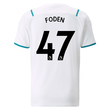 Damen Fußball Phil Foden #47 Weiß Auswärtstrikot Trikot 2021/22 T-Shirt