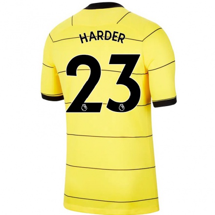 Damen Fußball Pernille Harder #23 Gelb Auswärtstrikot Trikot 2021/22 T-Shirt